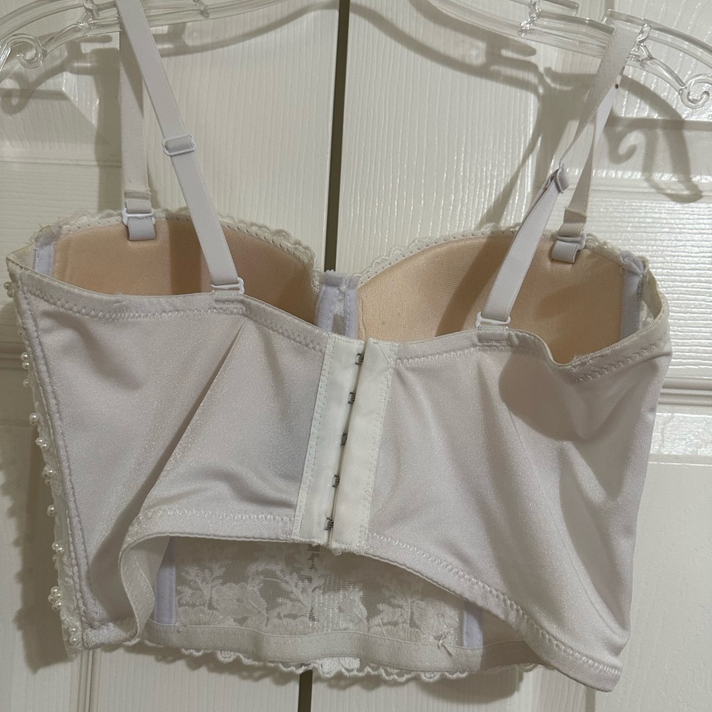 White corset top with pearls